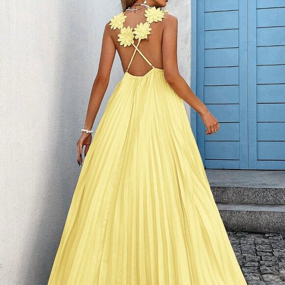 Yellow Party Women's Long Dress - Picture 2 of 6